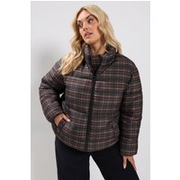 Yours Yours Damen Wattierter Mantel in Braun mit Karos in Größe 40 | Polyester