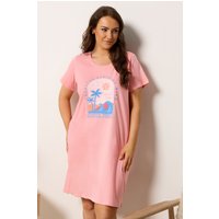 Yours Yours Damen Hinten Abfallendes Rosa Nachthemd „Coastal Vibes“ in Größe 62-64 | Baumwolle