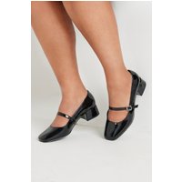 Yours Yours Damen Hohe Schuhe in Lackschwarz im Maryjanestil mit Extra Weiter Eeepassform in Größe 40EEE