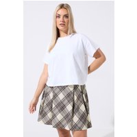 Limited Collection Damen Limited Collection – Faltenrock in Naturbraun mit Karos in Größe 46 | Polyester/Elasthan