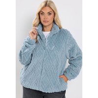 Yours Yours Damen Strukturierte Fleecejacke in Blau in Größe 42 | Polyester