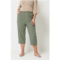 Yours Yours Damen Luftige, Knöchellange Baumwollhose in Khaki in Größe 58-60 | Baumwolle
