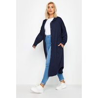 Yours Yours Damen Geknöpfte Maxikapuzenjacke in Marineblau in Größe 50-52 | Baumwolle/Polyester