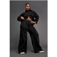 Yours Yours Damen Lässige Jeans in Schwarz mit Weitem Bein in Größe Regular 52 | Baumwolle/Elasthan