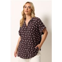 Yours Yours Damen Hemd in Schokobraun mit Punkten in Größe 42 | Polyester/Elasthan