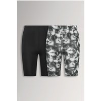 Yours Yours Damen Radlerhosen in Schwarz mit Batikmuster 2er Pack in Größe 44 | Baumwolle/Elasthan