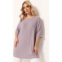 Yours Yours Damen Geripptes OversizeT-Shirt in Lila Size 48 | Polyester/Elasthan