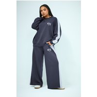 Yours Yours Damen Sweatshirt „Nyc“ in Marineblau mit Seitenstreifen in Größe 46 | Baumwolle/Polyester