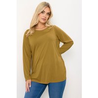 Yours Yours Damen T-Shirt in Chartreusegrün mit Langen Ärmeln in Größe 44 | Baumwolle/Polyester