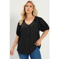 Yours Yours Damen Strukturierte Bluse in Schwarz in Größe 42 | Polyester