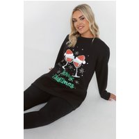 Yours Yours Damen Plus Size Black 'Merry Christmas' Slogan Sweatshirt Size 50-52 | Baumwolle/Polyester
