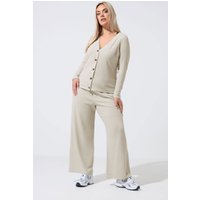 Limited Collection Limited Collection Damen Hose mit Weitem Bein in Beigebraun mit Knitteroptik in Größe 42 | Polyester/Elasthan