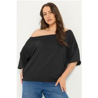 Yours Yours Damen Schulterfreies Sweatshirt in Schwarz in Größe 48 | Baumwolle/Polyester