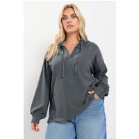 Yours Plus Size Charcoal Grey Balloon Sleeve Hoodie Size 34-36