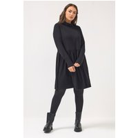 Yours Damen Yours – Minikleid in Schwarz mit Rollkragen und Schößchen in Größe 58-60 | Baumwolle/Elasthan