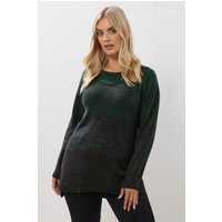Yours Yours Damen Pullover in Dunkelgrün im Colourblockdesign in Größe 42-44 | Acryl