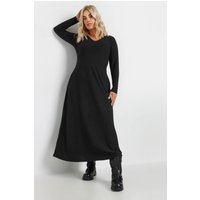 Yours Yours Damen Geripptes Maxikleid in Schwarz in Größe 48 | Polyester/Elasthan
