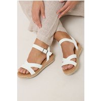 Yours Yours Damen Flechtsandalen in Weiß mit Keilabsatz in Weiter E-Passform in Größe 41E | Synthetik