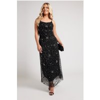 Luxe: Ultimate Embellishment Luxe: Ultimate Embellishment Damen Yours London – Maxikleid in Schwarz mit Blumenverzierung in Größe 52 | Polyester