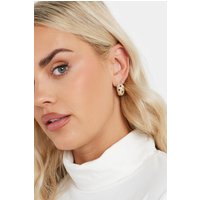 Yours Yours Damen Goldfarbene Ohrringe aus Edelstahl in Gitteroptiksize | Metall