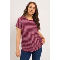 Yours Yours Damen T-Shirt in Rot mit Streifen in Größe 46 | Baumwolle/Polyester