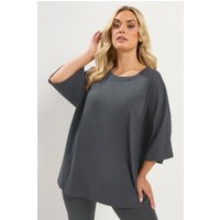 Yours Yours Damen Kastiges Oversized T-Shirt in Anthrazit Size 48 | Baumwolle