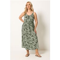 Yours Damen Yours – Midikleid in Khaki mit Schlüssellochausschnitt in Größe 54-56 | Polyester/Elasthan