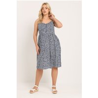 Yours Yours Damen Trägerstrandkleid in Marineblau mit Blümchenmuster in Größe 62-64 | Viskose