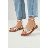 Yours Yours Damen Goldene Kreuzriemensandalen aus Kunstleder in Extra Weiter Eeepassform in Größe 40EEE | Synthetik/Leder
