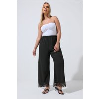 Limited Collection Limited Collection Damen Hose in Schwarz mit Spitzenbesatz und Weitem Bein in Größe 46 | Polyester