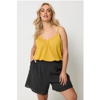 Yours Damen Yours – Häkelshorts in Schwarz mit Raffung in Größe 50-52 | Viskose