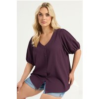 Yours Damen Yours – Strukturierte Bluse in Lila mit Knopfleiste in Größe 48 | Polyester