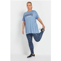 Yours Yours Damen Active – Leggings in Blau mit Leoprint in Größe 52 | Elasthan/Viskose