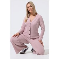 Limited Collection Limited Collection Damen Große Größen Rippstrickjacke in Rosa mit Knöpfen in Größe 42 | Polyester/Elasthan