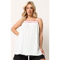 Yours Damen Yours – Weites Camisoleträgershirt in Weiß mit Wirbelmuster in Größe 46 | Viskose