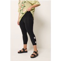 Yours Damen Yours – Knöchellange Leggings in Schwarz mit Blumendetail in Größe 56 | Baumwolle/Elasthan