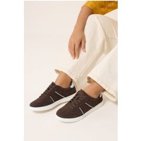 Yours Yours Damen Sneaker in Schokobraun mit Einsätzen und Extra Weiter Eeepassform in Größe 40EEE | Textil/Synthetik