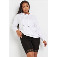 Yours Yours Damen Radlershorts mit Spitzenkante Schwarz in Größe 44 | Baumwolle/Elasthan