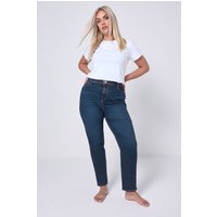 Yours Yours Damen Momjeans in Mittelblau in Größe 44 | Baumwolle/Elasthan