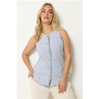 Yours Yours Damen Lange Jeansweste in Blau in Größe 54-56 | Baumwolle/Polyester/Elasthan
