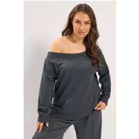 Yours Yours Damen Schulterfreies Geripptes Sweatshirt in Grau in Größe 50-52 | Baumwolle/Polyester