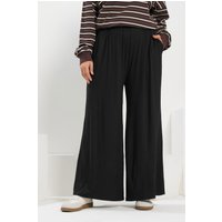 Yours Yours Damen Stretchhose in Schwarz mit Weitem Bein in Größe 48 | Elasthan/Viskose
