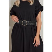 Yours Yours Damen Breiter Gürtel in Schwarz aus Lederimitat in Gitteroptik in Größe 46-48 | Polyurethan