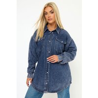 Yours Yours Damen Jeanshemd in Mittelblau im Westernstil in Größe 44 | Baumwolle