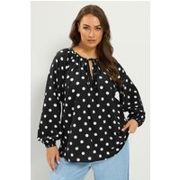 Yours Yours Damen Chambraybluse mit Rüschenärmeln in Größe 46 | Viskose
