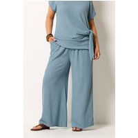 Yours Yours Damen Weite Hose in Blau mit Textur in Größe Regular 46 | Polyester/Elasthan/Viskose