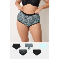 Yours Yours Plus Size Curve Voll Bedeckende Slips in Blau mit Animal und Sternenprint im 5er Pack in Größe 46-48 | Baumwolle/Elasthan