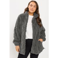 Yours Yours Damen Strukturierte Fleecejacke in Anthrazitgrau in Größe 46 | Polyester