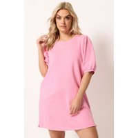 Yours Yours Damen Kleid in Rosa mit Ballonärmeln in Größe 40 | Baumwolle/Polyester