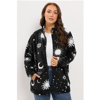 Yours Yours Damen Fleece in Schwarz mit Himmelsmotiv und Durchgehendem Reißverschluss in Größe 46 | Polyester